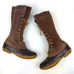 LL Bean Vtg Boots 12 eye tall lace up leather Maine duck winter size 5